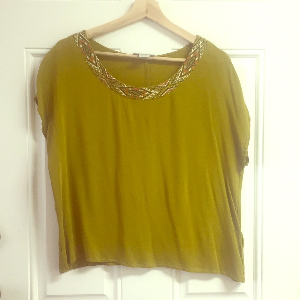 Yellow/Green Embroidered Top